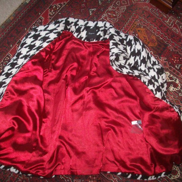 Express Tweed Wool Blend Medium, Black  White Pea Coat Preppy Academia Lined - Picture 8 of 16